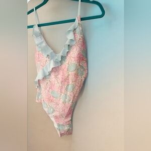 NWT Caden Lane White & Light Blue Snug-Fitting Swimwear Label